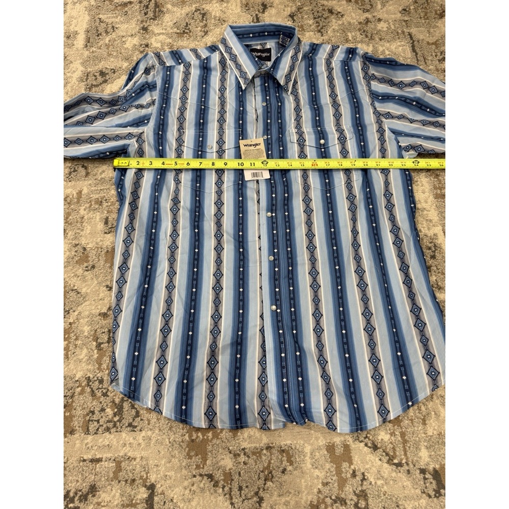 Wrangler Western Shirt Mens XL Pearl Snap Long Sleeve Striped NWT - Picture 8 of 11